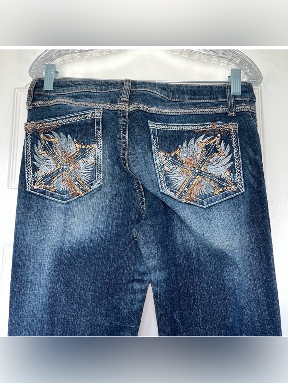 ROCK 47 WRANGLER low rise embroidered denim womens jeans size 7 / 8 cowgirl